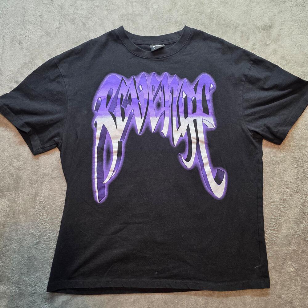 Revenge Shirt Mens XL Black Purple Logo Skull Graphic Streetwear Double Sided
